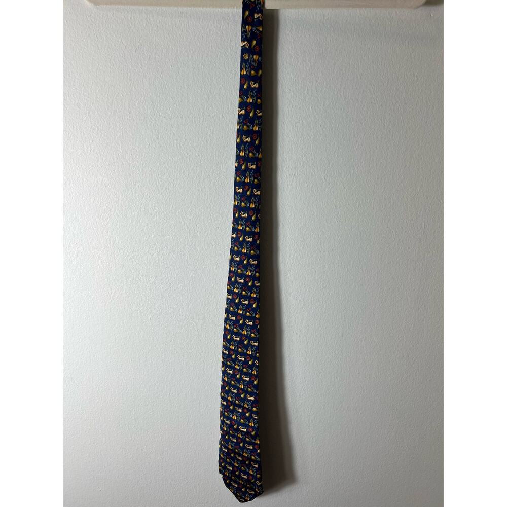 Salvatore Ferragamo Men's Navy Fruit and Flower Print Tie